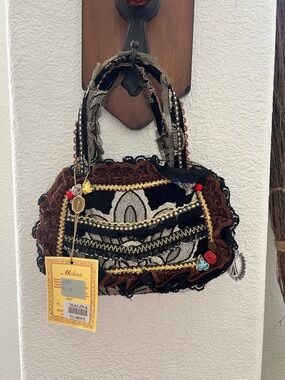 Vintage Black and Brown Mini Tote Bag